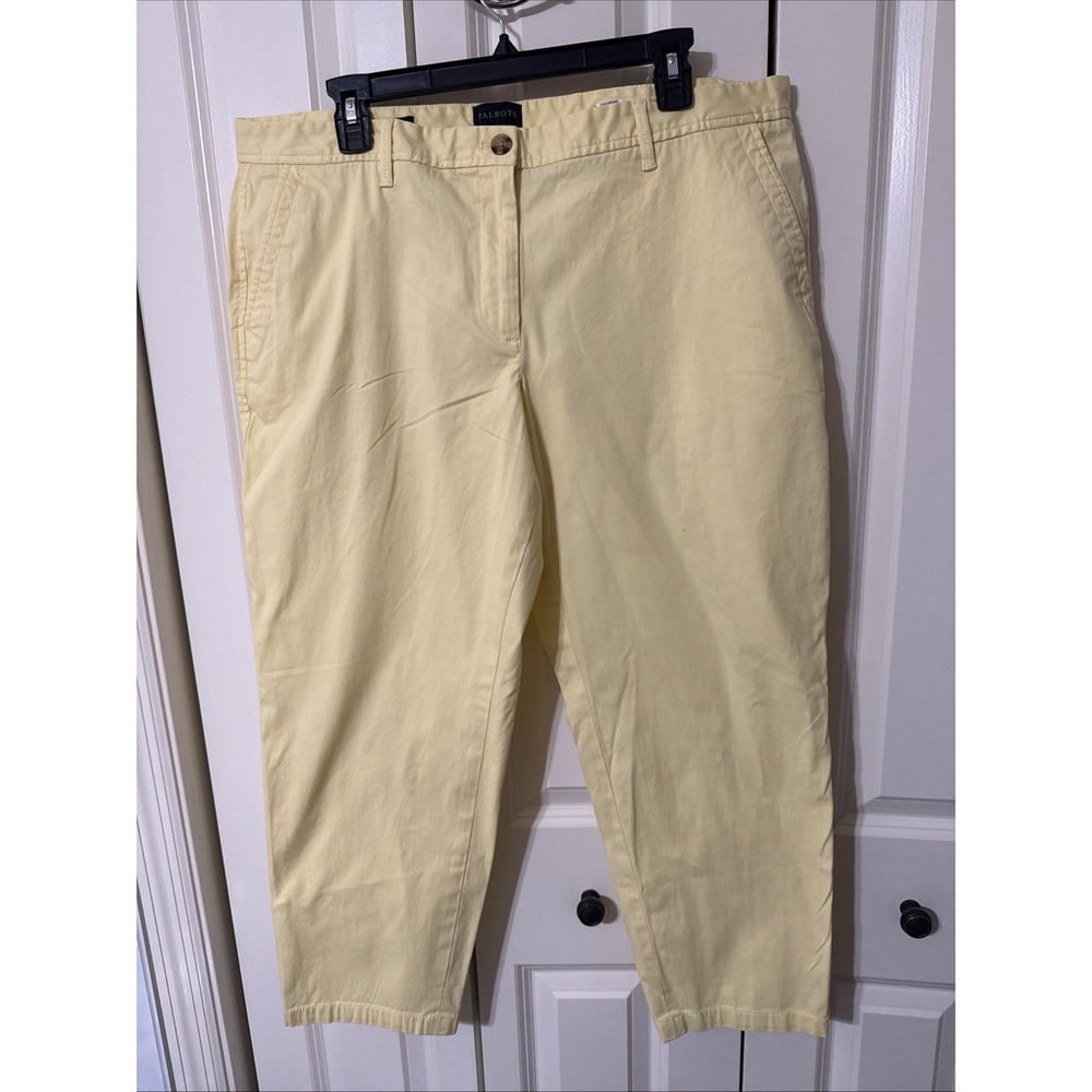 TALBOTS Yellow Soft Cotton Twill Relaxed Chino Pants Sz 16P,16 Petite